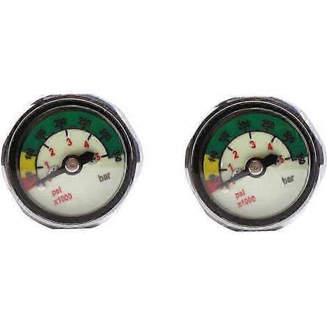 2 Stück Manometer für Tauchflaschen, 1 Zoll Skala, 350 BAR/5000 PSI, 7/16 Zoll-20UNF Gewinde, JXLGV (1/5)