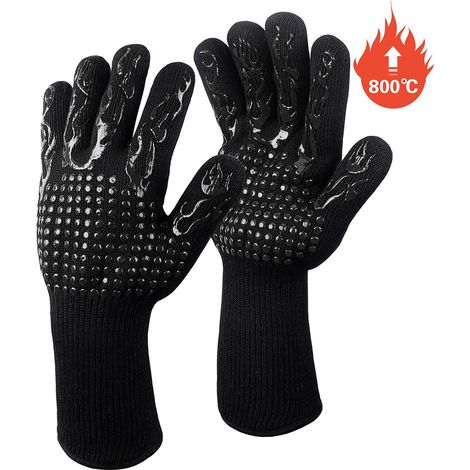 Gants De Cuisson - Résistants À La Chaleur Jusqu'à 800 °C - Pour Barbecue Four Et Grill - Protection Jusqu'au Coude - Taille Unique - Lot De 1 (1/5)