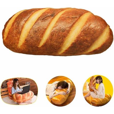 3d Oreiller Pain De Simulation, (beurre,60cm) Coussin Lombaire En Peluche, Coussin De Pain De Beurre 3d Doux Pour Canap/chambre Coucher/bureau/ (1/5)