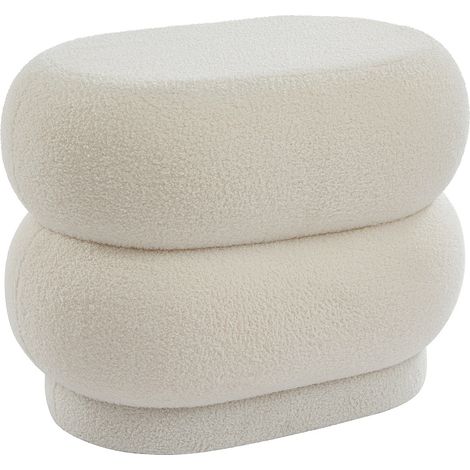 Pouf in Tessuto bouclette Bianco - LECINIO