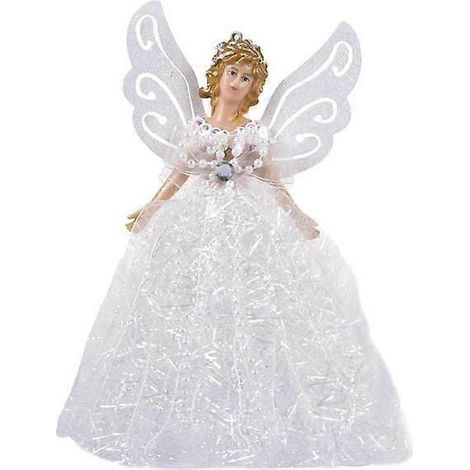 Mini pendentif ange princesse aux ailes argentées pour sapin de Noël, décoration pour la maison, blanc (1/5)