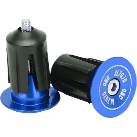 2 bouchons de guidon aluminium et plastique interchangeables pratiques accessoires vélo bleu (1/5)