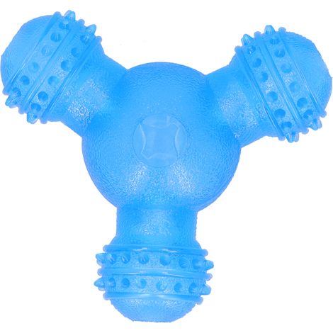 Automatischer Futterautomat für Haustiere, auslaufsicheres Spielzeug, interaktiver Kauball, Zahnreinigungsspielzeug, aus TPR für Teddybären und Golden Retriever, blau (1/5)