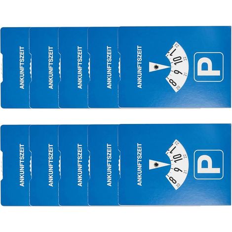 Lot de 10 Disques de Stationnement en Papier Bleu 11x15cm Conforme Zone Bleue Européenne, Horodateur Voiture Manuel avec Heure d'Arrivée Réglable, Accessoire Essentiel pour Parking à Durée Limitée (1/5)