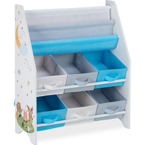 Scaffale per bambini con 6 scatole e 2 scomparti porta giochi stanza dei giochi 74 x 62 x 31,5 cm in truciolato multicolore 130007895