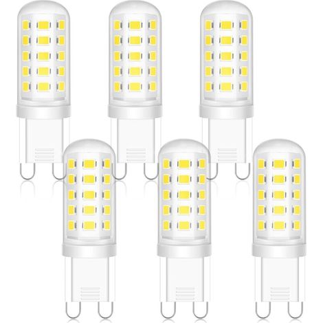 Ampoules LED G9 5W, équivalent 50W halogène, Ampoule G9 Led Blanc Froid 6000K, Base en céramique, 300lm, Non Dimmable, Sans Scintillement, pour Cuisine Chambre Salon Jardin, lot de 6 (1/5)