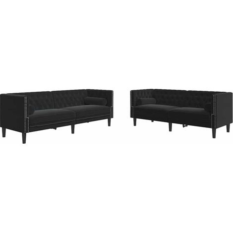 Maison Exclusive - Set Divani Chesterfield 2pz con Cuscini Nero Velluto