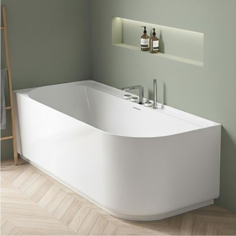 Weiße halbfreistehende Acrylbadewanne 170 cm - Linke Ecke EQUINOXE