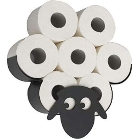 Porte-rouleau De Papier Toilette, Nouveauté Toilette Mouton En Métal Noir, Support Animal Debout Libre Fixé Au Mur Pour Toutes Sortes (1/4)