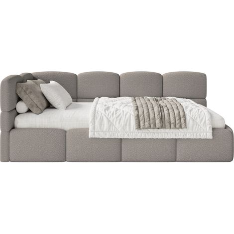 Selsey Cloudy – Jugendbett 90x200 cm, linksseitig mit Bouclé-Bezug, Grau (1/5)