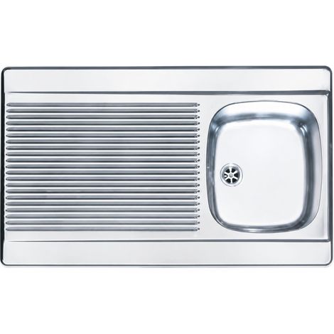 Lavello in acciaio inox da posizionare sul tavolo con tappo 1 vasca 1 sgocciolatoio 900x600.
