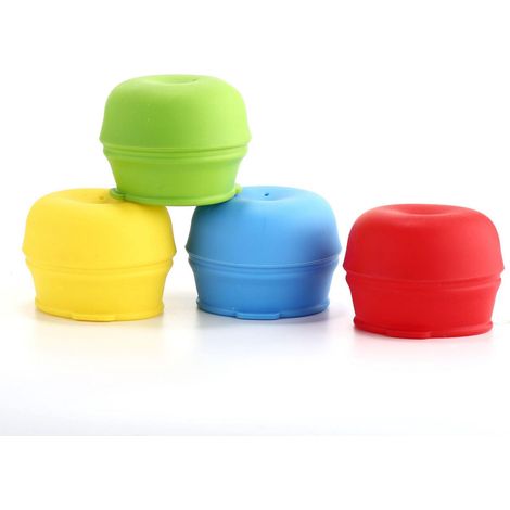Lot de 4 couvercles de tasse réutilisables en silicone, sans BPA, adaptés à la plupart des verres et mugs, couleurs assorties, pour voyages et boissons. (1/5)