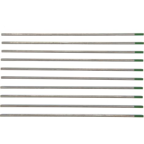 Lot de 10 électrodes TIG WP pointe verte, aiguilles 2,4 x 150 mm, accessoires de soudage, consommables pour inox et acier. (1/5)
