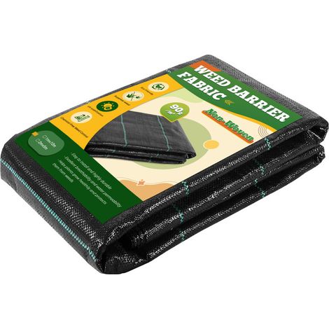 Dripex Toiles de Paillage 1m x 10m, Toile Anti Mauvaises Herbes Jardin 90g/㎡, Geotextile, Bache Noire Agricole, Barriere Anti Racine, Contre Les Mauvaises Herbes, Tissu Perméable à l'eau