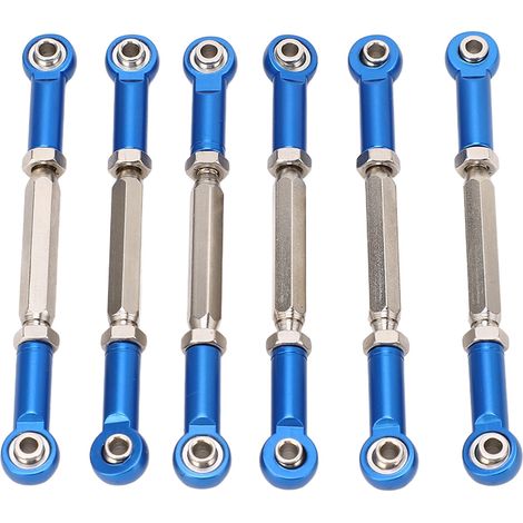 6 tiges réglables en alliage d'aluminium de 88mm pour modèles de voitures RC, accessoires de biellette de tension, bleu (1/5)