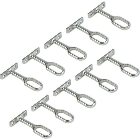 Support central pour barre de penderie ovale,Nickelé, Lot de 10 (1/4)