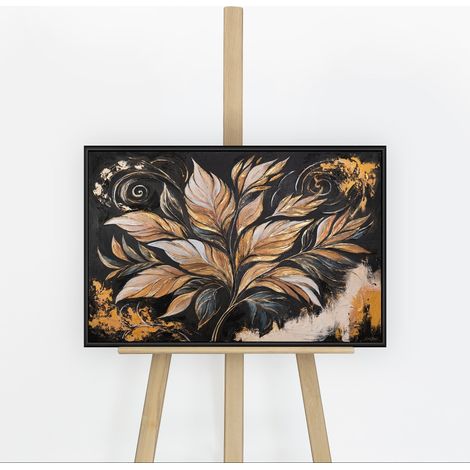 Gemälde Goldene Blätter Rahmen Schwarz 60x40 cm (1/5)