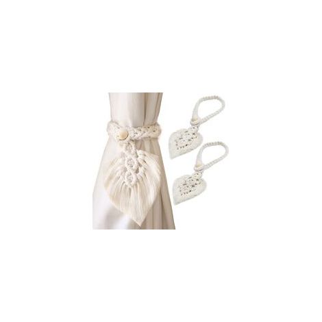 Ganci, lacci, cordini e anelli a forma di foglia per la decorazione di tende, set da 2 (beige, 13 x 40 cm) - Crezuo