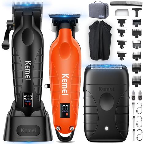 2293Orange+2290D+T95 Hair Clipper Set Men Hair Trimmer and Cutter Kit for Men (1/5)