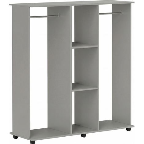 Penderie ouverte mobile avec roulettes 120 x 40 x 128 cm gris MODENUIT (1/5)