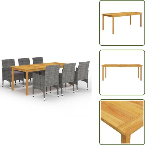 Sedie da esterno - vidaXL Set Mobili da Pranzo per Giardino 7 pz Grigio - Tavolo in legno