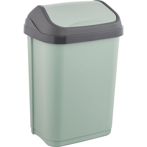 Poubelle avec couvercle basculant, 10 l, 25,5 x 19 x 38 cm, Swantje, Vert (Nordic Green) (1/5)