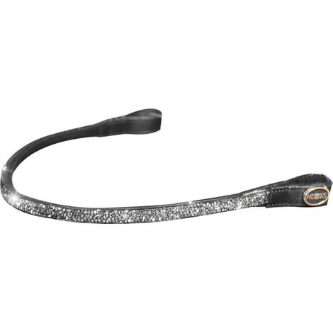 Full, Marrone: Frontalino in cuoio Silver Spark Thin con cascata di brillanti di forma triangolare