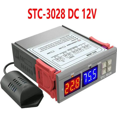 (STC-3028 DC 12V) Thermomètre et hygromètre numériques à deux canaux, thermostat, double sortie relais (1/5)