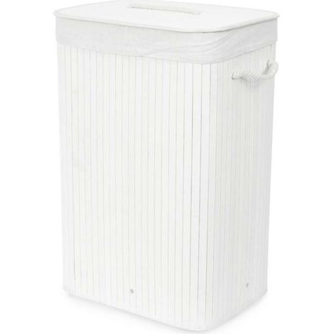 Compactor Free - Cesta de ropa sucia 45x35x60 cm, bambú/blanco RAN9108 (1/5)