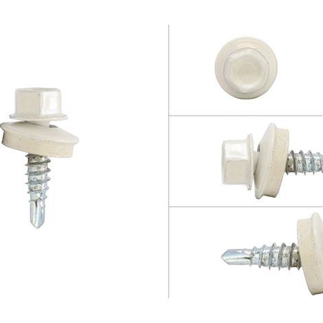 Bohrschrauben - Dachziegelschrauben Weiß Verzinkt 4,8 x 20 mm -