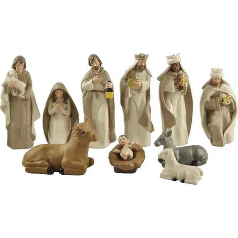 Crèche de Noël Complète, Ensembles de Figurines de la Nativité en Résine, Santons pour Crèche de Noël, étable crèche avec Personnages, Figurine de Crèche de Noël pour Décoration de la Maison de Noël (1/5)