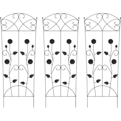 Garden Fence 3 pcs Black 110.5 x 42.5 cm Steel vidaXL