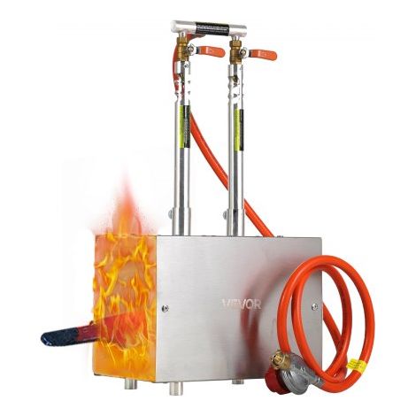tragbare Propangas-Schmiede mit 2 Brenner 1427 °C, Hufschmiede Schmiedeofen mit quadratischer Form, Edelstahl, Gasschmiedewerkzeuge und -ausrüstung, Schmelzofen Verwendung zum Metallschmieden (1/5)