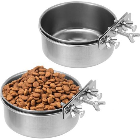 Set per l'alimentazione degli uccelli composto da 2 pezzi. Include una mangiatoia per pappagalli con chiusura a clip e una ciotola per l'acqua da gabbia per uccelli di piccola taglia. Versatile e adat (1/5)