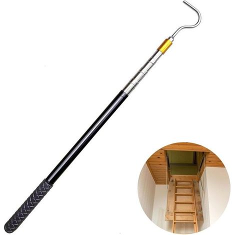 Perche Telescopique Portant a Vetement Manche Telescopique Barre Télescopique avec Crochet pour Voile D'ombrage pour Store Barre avec Crochet Robot Ouvre Auvent Camping Car (1/4)
