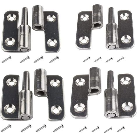 Lot de 4 charnières de porte amovibles de 1,5 pouce, petites charnières coulissantes (2 à droite + 2 à gauche) (1/5)