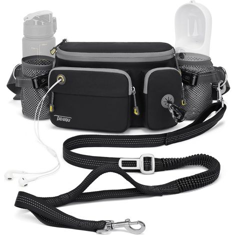 Ceinture 4 en 1 pour promener le chien avec grande poche et mains libres pour grands chiens qui tirent, entraînement, jogging et randonnée (1/5)