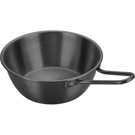 14,3 cm Mini-Pfanne aus Edelstahl 304 (600 ml) mit klappbarem Griff, schwarz, geeignet für Camping und den täglichen Gebrauch (1/2)