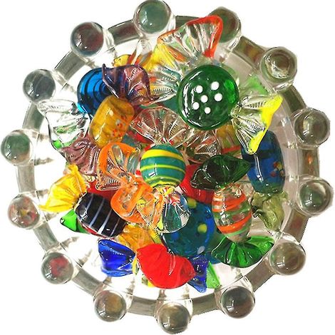24 figurines décoratives en verre de style Murano, colorées, pour enfants, en forme de bonbons ou de sucreries (Guanguan). (1/5)