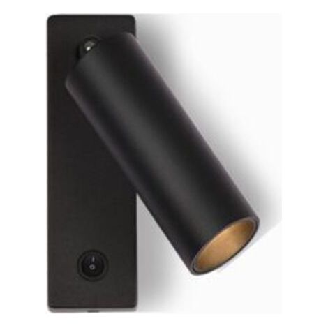 AMXCNOY 3W spot LED à lumière chaude 3000K pour chevet, montage en saillie, sans trou de passage, projecteur orientable, applique murale pour hôtel, lecture, couloir, bar ou maison, couleur noire (1/5)