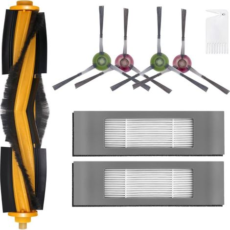 8 Stück Zubehör für Ecovacs Deebot Ozmo 950 920 900 T5 T8 T8+ T9 T9+ T10 Staubsauger, 1 Hauptbürste, 2 Filter, 4 Seitenbürsten, 1 Reinigungsbürste (1/4)