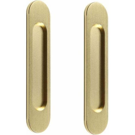 2 poignées ovales autocollantes en or de 15cm, poignée de porte coulissante en aluminium, pour portes de grange coulissantes, fenêtres et placards sans perçage (1/4)