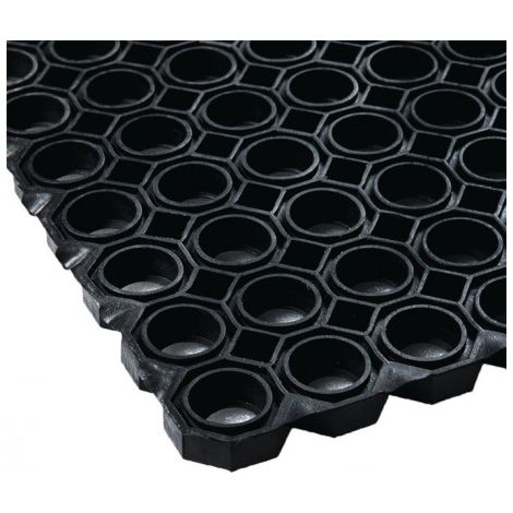 Tapis alvéolé en caoutchouc l. 1 m L. 1,5 m épaisseur 22 mm noir NR/SBR sans insert tissé
