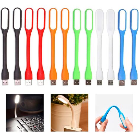 Cerioll Lampe LED USB Flexible, 12 Pièces Mini LED Flexible USB, Lampe de Lecture pour Ordinateur Portable (1/5)