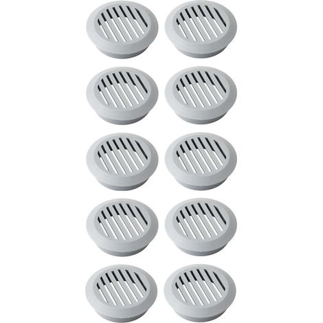 Cyclingcolors – Lot de 10 grilles d'aération rondes en plastique 49mm – Installation encastrée – Ventilation efficace pour plafond et mur – Couleur gris