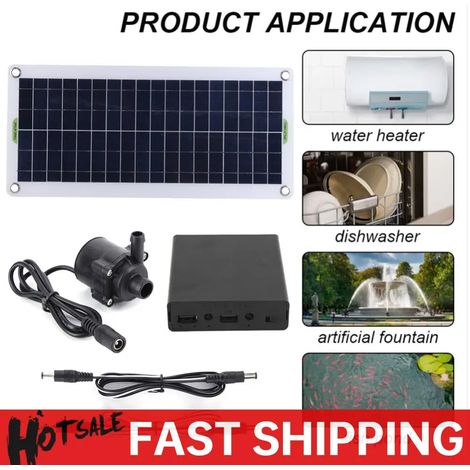 Pompe à eau solaire 18 V 30 W pour fontaine, décoration de jardin, mini système d'arrosage, kit d'économie d'énergie pour aquarium (1/5)