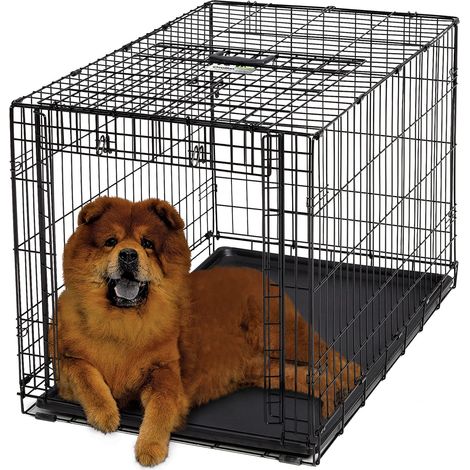 Cage Pliante pour Chien, Taille Moyenne à Une Porte en métal de 91,44 cm, Race de Chien de Taille intermédiaire, Noir (1/5)