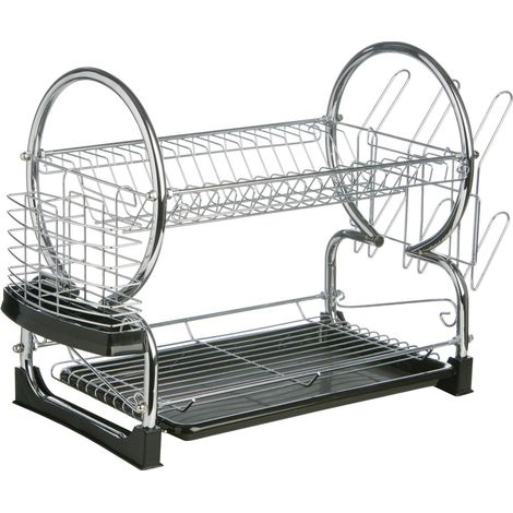 Premiere Housewares 509585 Scolapiatti 2 Livelli con Nero Rimovibile Vassoio Gocciolamento (1/4)