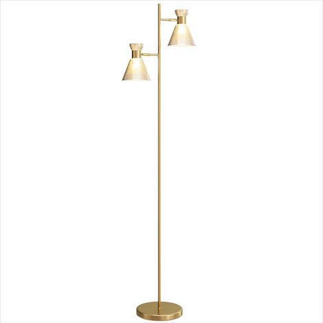 Lampe de table Lampadaire sur pied en métal doré double tête (1/5)