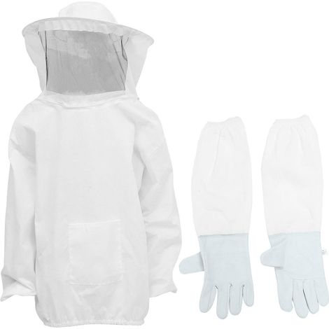 Chapeau Confortable et Apiculteur Polyester D'apiculteur Ensemble en Voile Blanc pour Daim Protecteur Tenue Légère Abeilles Apiculture